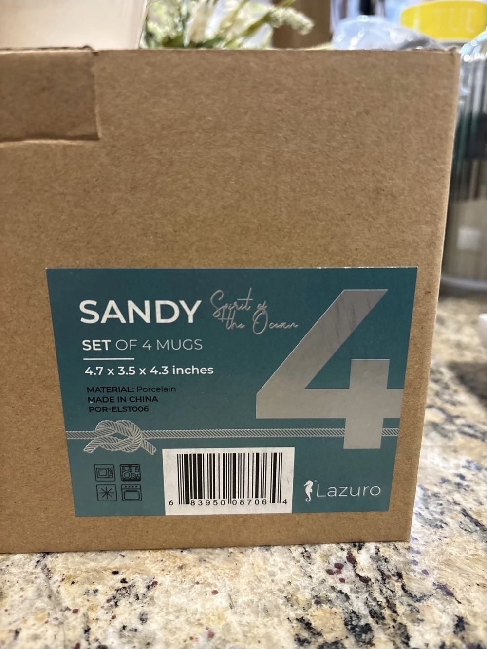 Sandy Porcelain Mug Set in Teal (Set of 4)